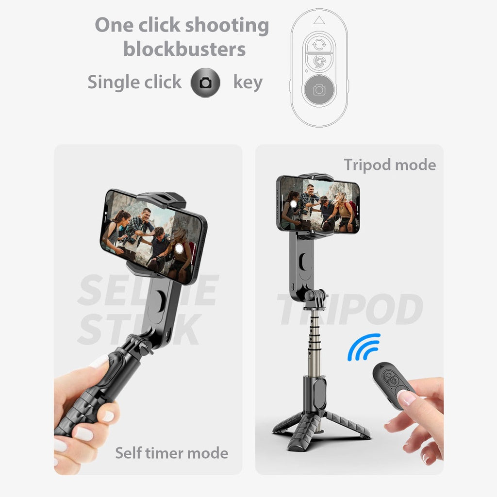 Tripod Gimbal  - Selfie Stick With LED Light Tripod Gimbal Stabilizer