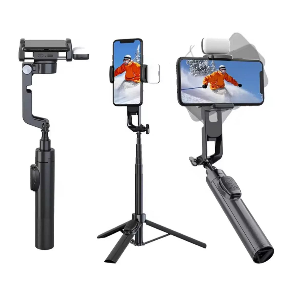 Tripod Gimbal  - Selfie Stick With LED Light Tripod Gimbal Stabilizer